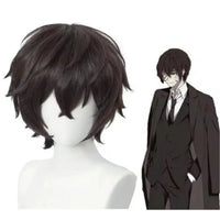 High Quality Dazai Osamu Cosplay Wig Anime Bungo Stray Dogs Cosplay Short Brown Heat Resistant Synthetic Hair Wigs Quick Pick Grocers