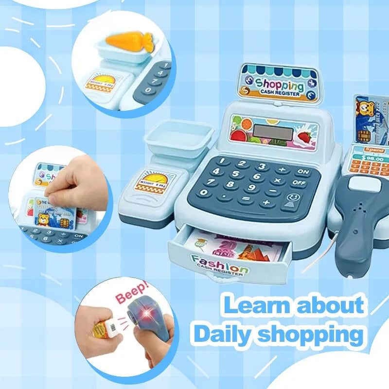 Simulation Shopping Cash House Toys Electronic Game Lighting And Sound Effects Supermarket Cashier Toys Econic Blanks