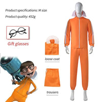 Movie Vector Cosplay Costume Orange Jakect Pant Glasses Outfits Set Halloween Fancy Suit Party Suit Quick Pick Grocers