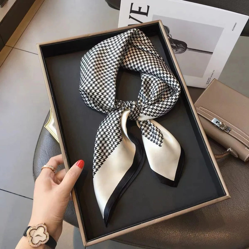 Fashion Luxury Brand 70cm Silk Square Scarf Women Satin Neck Tie Female Hair Bandana Headkerchief Shawl Wrap Hijab Echarpe Quick Pick Grocers