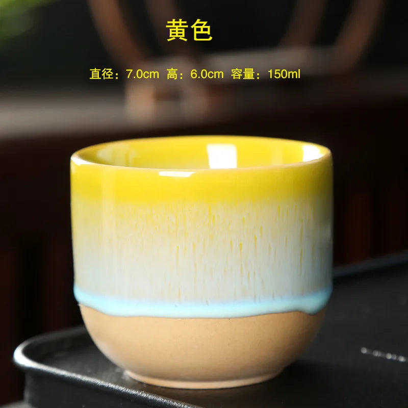 Kiln Change China Ceramic Tea Cup Pottery Jianzhan Drinkware  Temmoku Glaze Porcelain Kung Fu Cups Set for Water Latte Milk Quick Pick Grocers