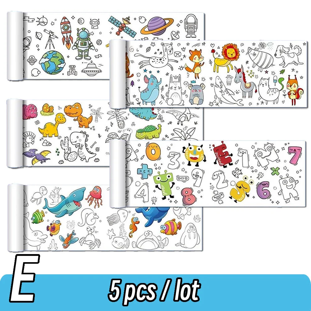 90cm Animal Canvas Children's Drawing Roll DIY Coloring Paper Roll Color Filling Graffiti Paper-cut Painting Educational School Quick Pick Grocers
