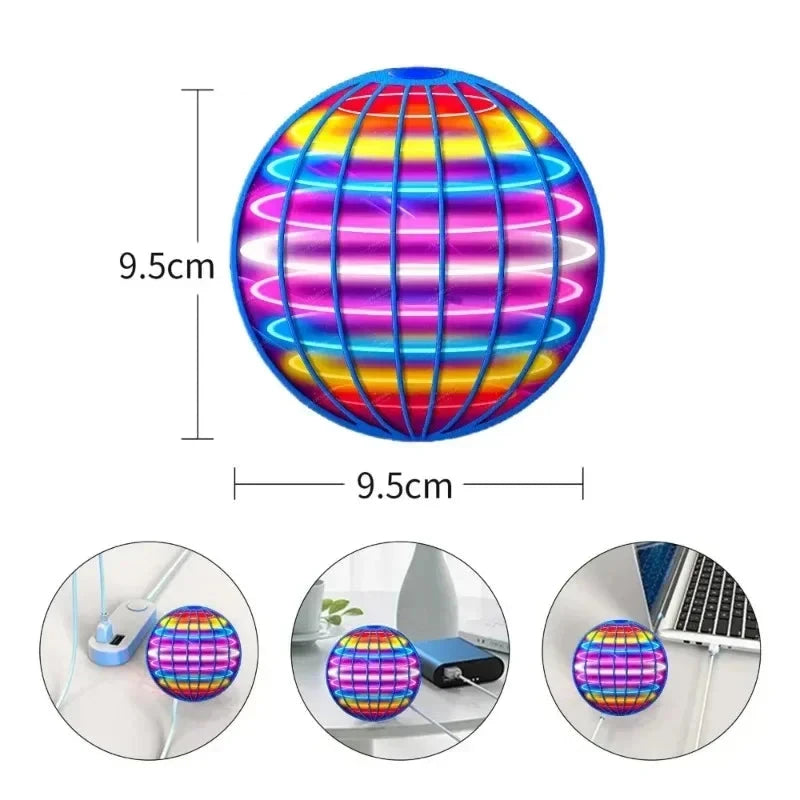 Flying Ball Children's Hand Controlled Color LED Cosmic Globe 360 ° Rotating Suspension Ball Suitable for Indoor and Outdoor Toy Econic Blanks