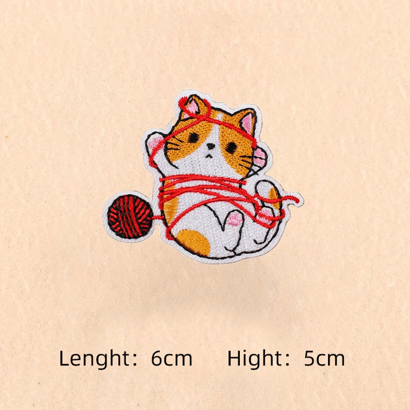 Cute Cartoon Cat patch Embroidery Patches on clothes Children's clothing Animal Interesting Embroidery Accessories Iron patch Quick Pick Grocers