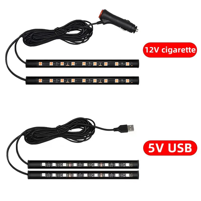2-in-1 LED Car Neon Interior Light – USB & Cigarette Lighter Footwell Ambient Light, Car Backlight Atmosphere Lamp Accessories Econic Blanks