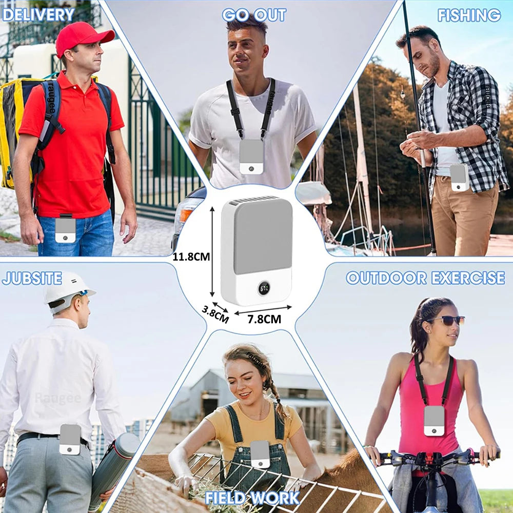 Portable Waist Fan Hanging Neck Fan Mini USB Rechargeable Portable Waist Clip Fan for Outdoor Sports Working Travel Small Fan Quick Pick Grocers