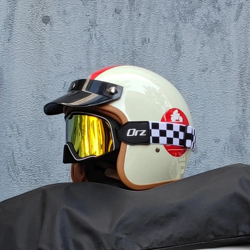Retro semi-open motorcycle helmet cross-country motorcycle accessories motorcycle helmet 3/4 retro helmet in winter Quick Pick Grocers