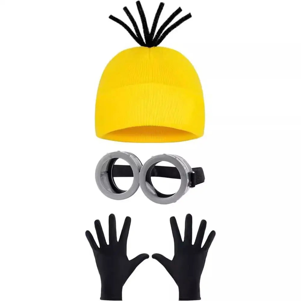 Cartoon Cosplay Fantasy Costume Disguise for Adult Kids Yellow Beanie Stretchy Gloves Steampunk Goggles Halloween Party Costume Quick Pick Grocers