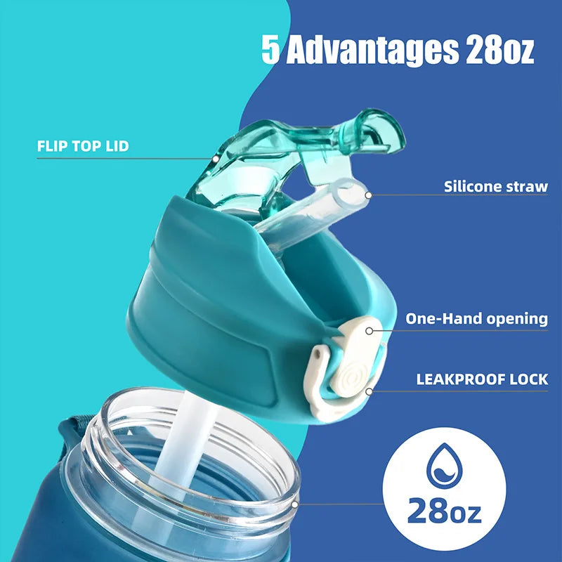 1PCS 800ML Large Capacity Sports Water Bottle Leak Proof Colorful Plastic Cup Drinking Outdoor Travel Portable Gym Fitness Jugs Econic Blanks