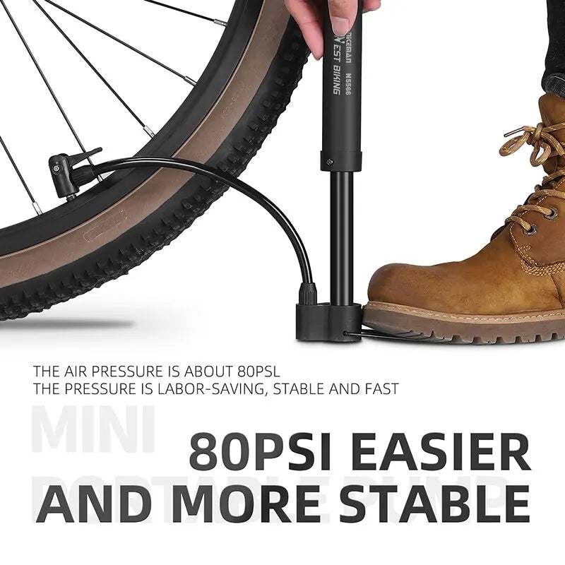 WEST BIKING MTB Bicycle Pump 80 PSI Bike Manual Air Pump Balloon Tire Inflator Schrader Valve Floor Pump Cycling Accesories Quick Pick Grocers