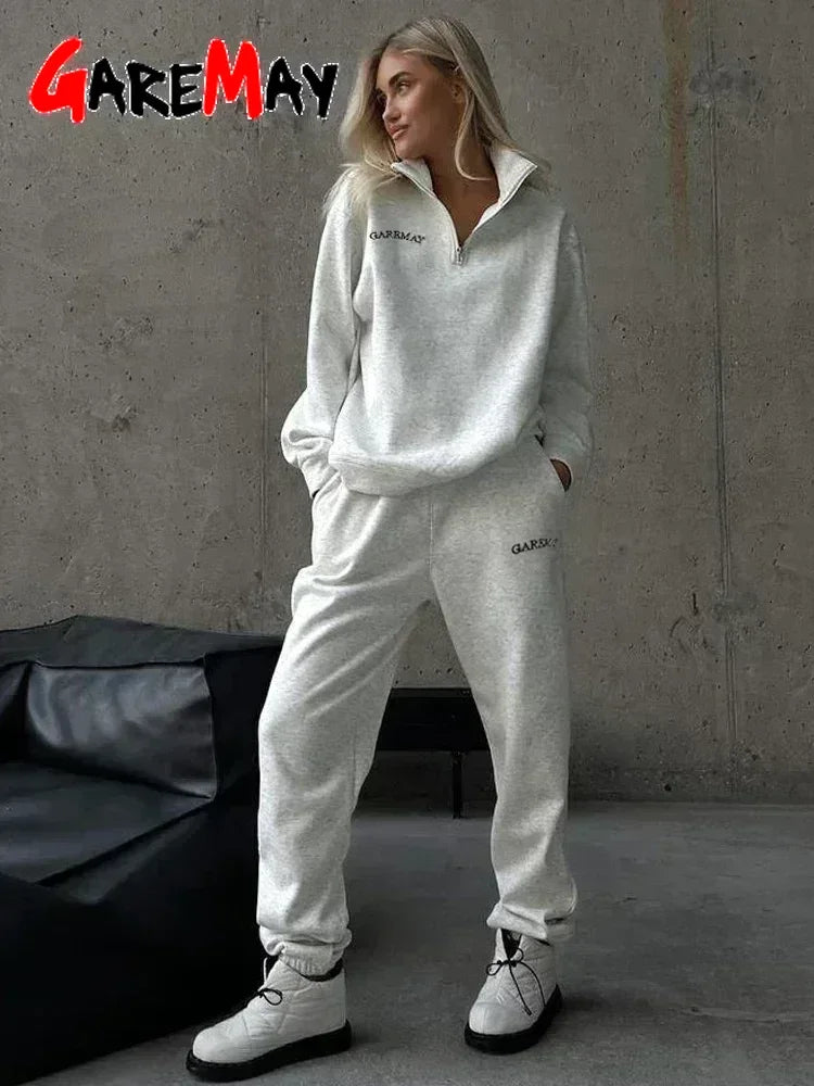 Spring Women's Tracksuit with Zipper Cotton Oversize Classic Pink  Two Piece Set Women Casual  Yellow Trouser Suits for Women Quick Pick Grocers