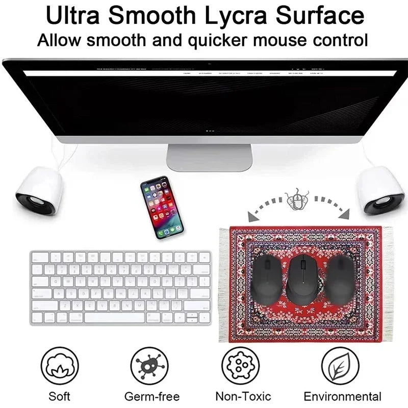 Woven flower Persian carpet small coaster wholesale merchants cheap mouse pad desk mat retro style rubber non-slip computer mats Quick Pick Grocers