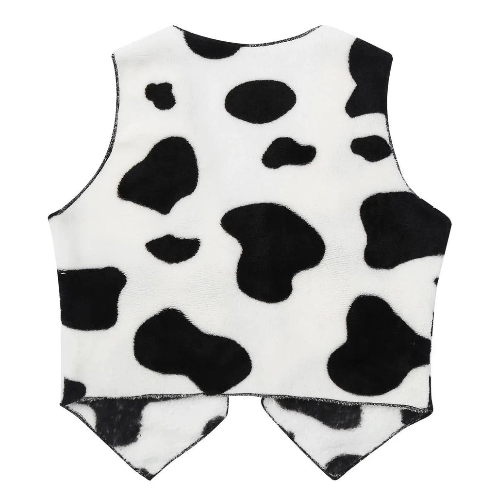 Black White Cowboy Cowgirl Costume Kids Halloween Party Fancy Dress Up Clothes Sleeveless Plush Cardigan Vest Waistcoat Tops Quick Pick Grocers