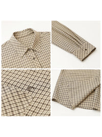 CHIC VEN Women Shirt Loose Casual Single-breasted New Retro Contrast Plaid Embroidered Blouses Female Top Autumn Winter 2025 Quick Pick Grocers