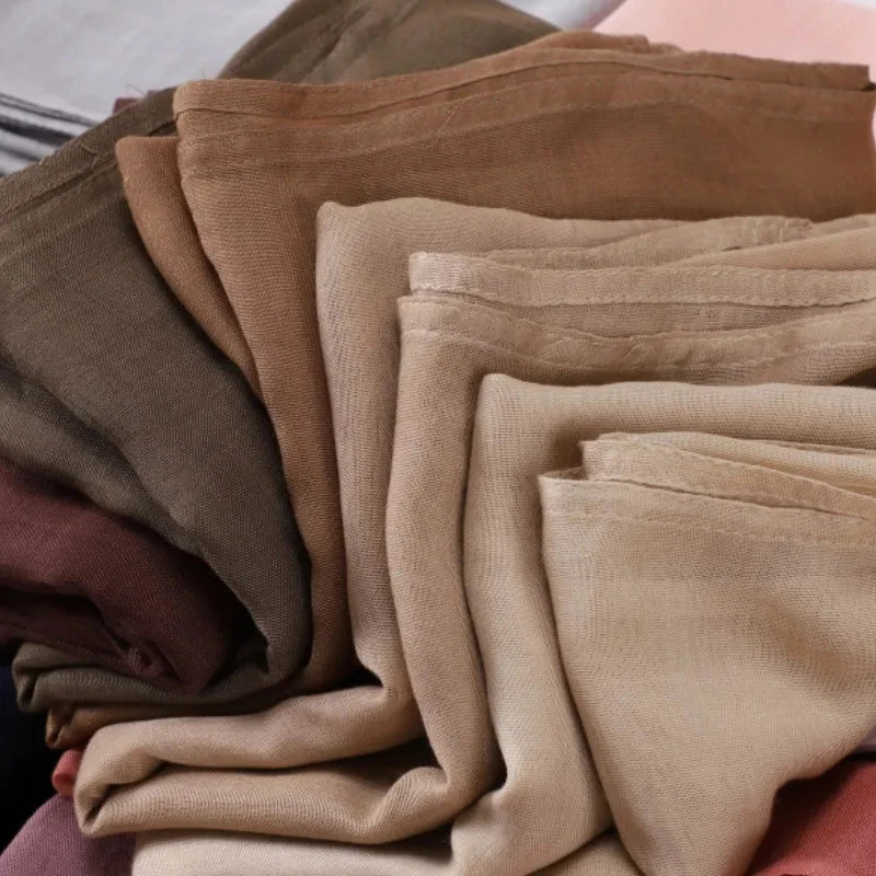 Women Big Size Plain Solid Cotton Rayon Hijab Scarf Lady High Quality Wraps and Shawls Musulman Headband Islamic Turban 180*95Cm Econic Blanks