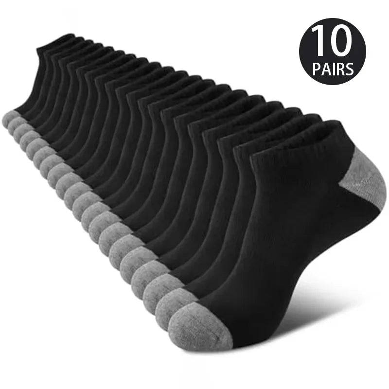 10 Pairs Of Comfortable Breathable Socks Sweat Absorbing Odor Proof Low Cut Solid Color Socks Suitable For Outdoor Activities Econic Blanks