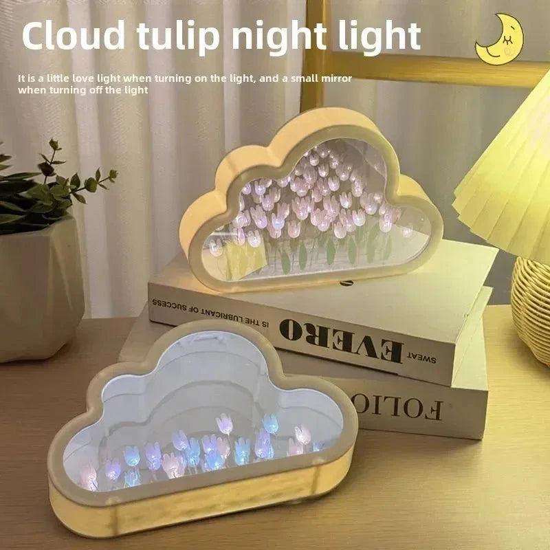 Tulip Cloud Sea of Flowers Handmade Night Light Creative Light Atmosphere Light Transparent Qixi Lovers Gift Desktop Decoration Econic Blanks