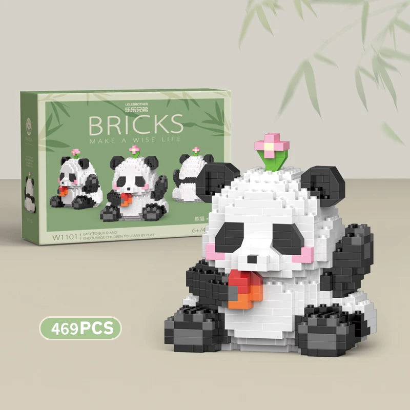 Creative DIY Assemable Animal Cute MINI Chinese Style Animal Panda Building Block Educational Boy Toys For Children Model Bricks Purest Peak Salt