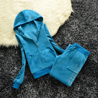 Winter Velvet Tracksuit for Women: Heavy Duty Fleece Lined Hoodie and Pants Set | Solid Color Warm Jogger Outfit Quick Pick Grocers