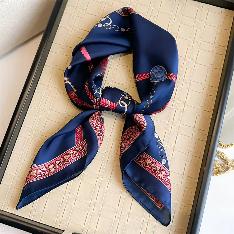 2025 New Fashion 70X70cmPrinted Women's Scarf Pashmina Silk Scarf Square Shawl Decorative Headband Neck Luxury Design Bandana Quick Pick Grocers