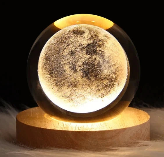 Kids LED Crystal Ball Lamp – 3D Moon & Galaxy Table Decor Toy Econic Blanks