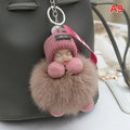 Pompom Sleeping Baby Keychain Cute Fluffy Plush Doll Keyholder Women Girl Bags Keyrings Cars Key Ring Gift Charming Decoration Quick Pick Grocers