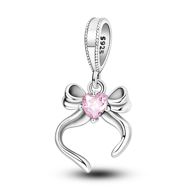 2025 Hot Sale Charms Bead 925 Sterling Silver Pink Butterfly Luminous Firefly Dangle Fit Bangle Bracelet Necklace DIY Jewelry Econic Blanks