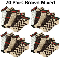 5/10/20 Pairs Winter Socks Men Short Breathable Luxury Socks Designer Brand Low-Cut Fashion Trendy Ankle Socks Geometric Pattern Quick Pick Grocers