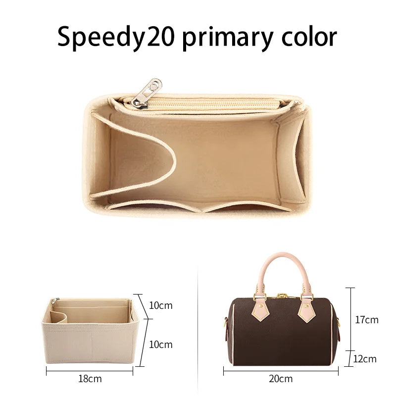 WUTA Felt Insert Bag Organizer For LV Speedy 20 25 30 35 Flap Handbag Inner Bag Makeup Travel Purse Storage Tote Bag Accessories Quick Pick Grocers