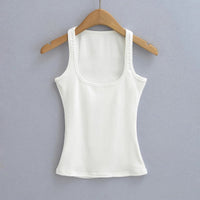 Women's Sculpted Square Neck Tank Top Summer Slim Fit Workout Athletic Crop Tops for Women Quick Pick Grocers
