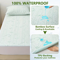 1p Cooling Bamboo Fiber Fitted Sheet, Breathable Mattress Protector Cover  with Deep Pocket for Summer Quick Pick Grocers