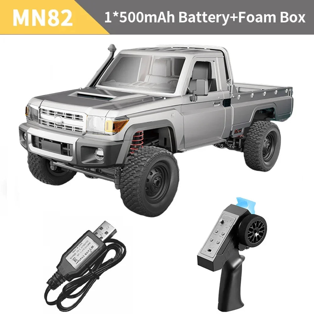 MN82 4WD Off-road Rc Car With LED Lights 1:12 Full-scale Simulation Professional 2.4G Remote Control Pickup Truck Model Kids Toy Quick Pick Grocers