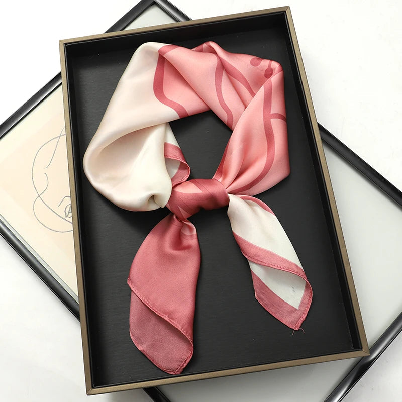2025 New Fashion 70X70cmPrinted Women's Scarf Pashmina Silk Scarf Square Shawl Decorative Headband Neck Luxury Design Bandana Quick Pick Grocers