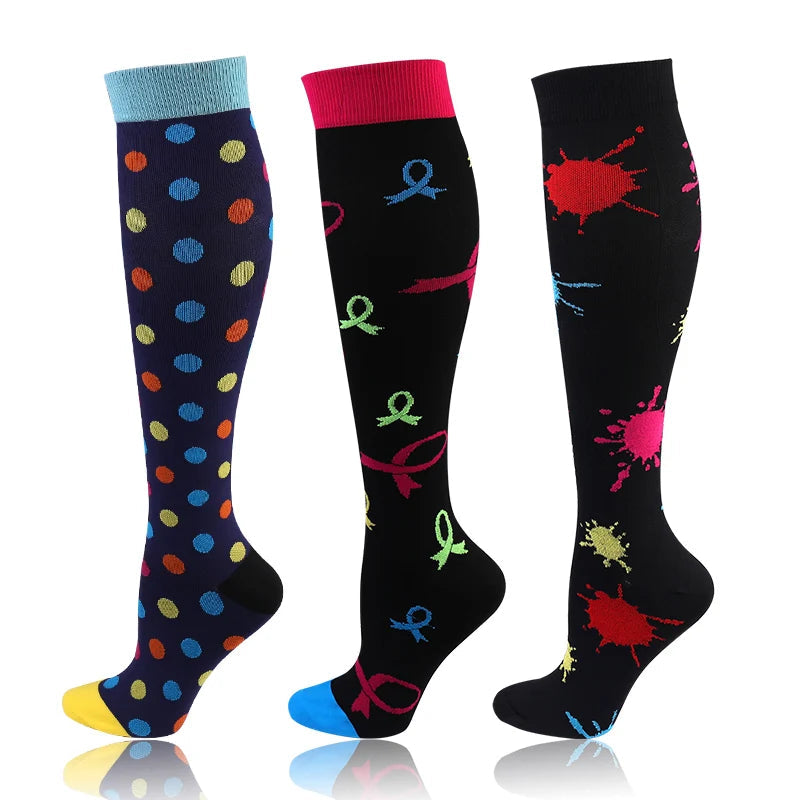 58 Styles 3 Pairs/Pack Compression Socks Knee High 30MmHg  Women Men Sports Socks Edema Diabetes Varicose Veins Running Socks Quick Pick Grocers