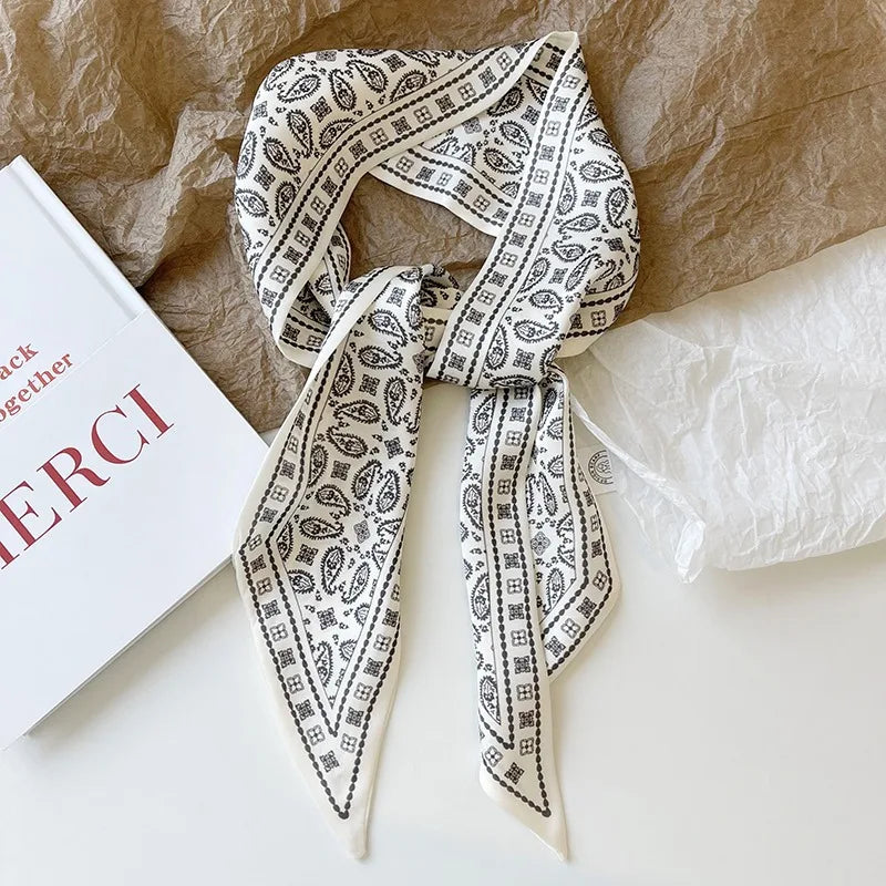 Cashew flower silk scarf, double-sided printed headband, ins decoration, versatile triangle scarf accessories Quick Pick Grocers