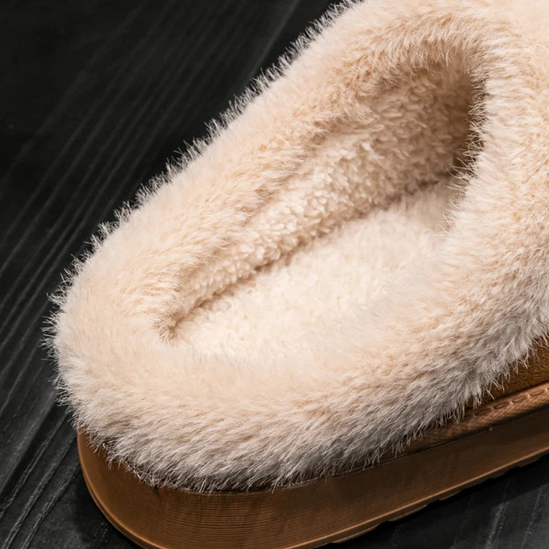Fashion Women Fluffy Slippers for Autumn and Winter Indoor EVA Thick Sole Anti-Slip and Warm Unisex Slippers for Winter Purest Peak