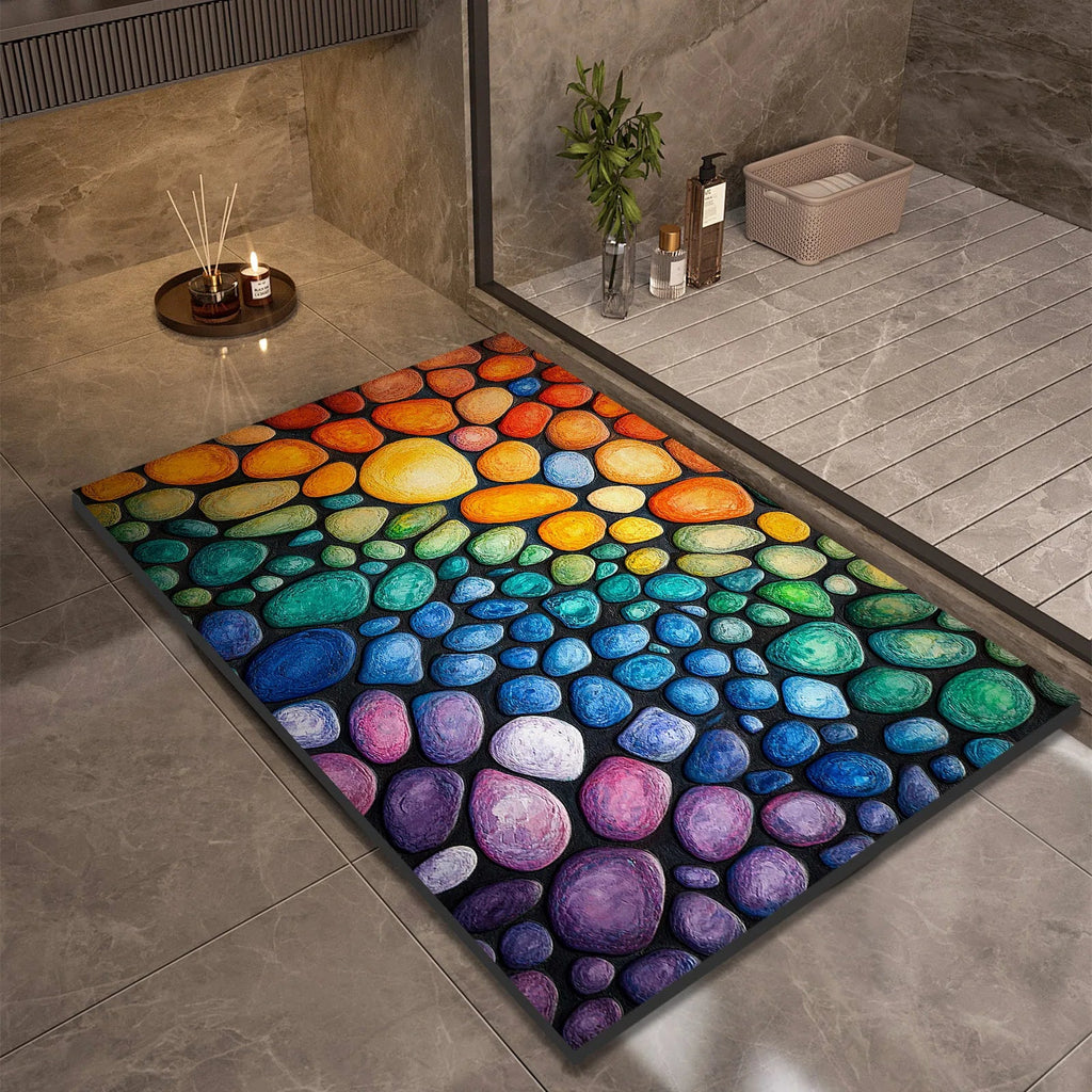 Stone Design Diatomite Bath Mat Bathroom Non-slip Shower Foot Mats Absorbent Quick Dry Toilet Rugs Carpet Doormat Washable Quick Pick Grocers
