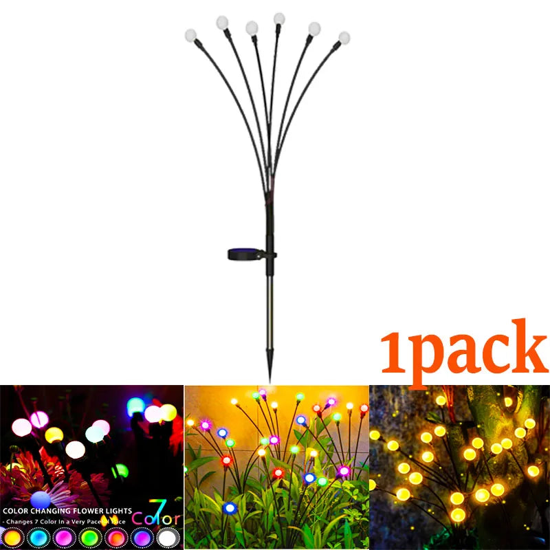 12Pack Outdoor LED Solar Lights Waterproof Starburst Solar Firefly Lights Lawn Lamp Garden Lamp for Path Landscape Decorative Econic Blanks
