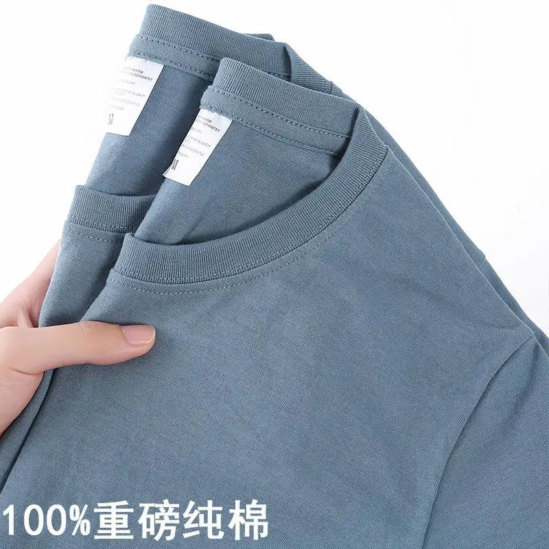 100% Cotton T-shirt Men Women Solid Color O Neck Short-sleeved Tops Summer Korean Loose Half-sleeve T Shirt Unisex M-4XL Quick Pick Grocers
