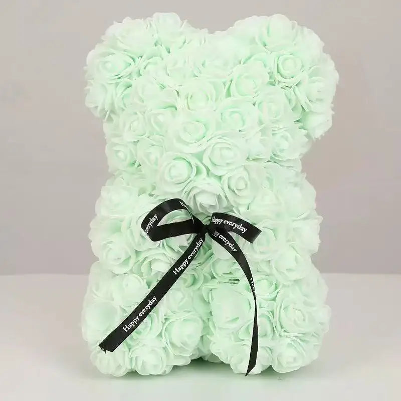25cm Artificial Teddy Rose Flower Bear with Box Romantic Valentines Day Gift Girlfriend Women Anniversary Wedding Party Supplies Quick Pick Grocers