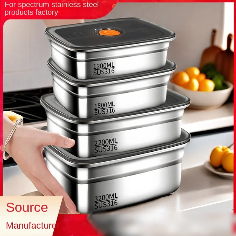 304 Stainless Steel Crisper, Lunch Box, Sealed Leak-proof Bento Box, Refrigerator Freezer Storage Box, Camping Lunch Box Quick Pick Grocers