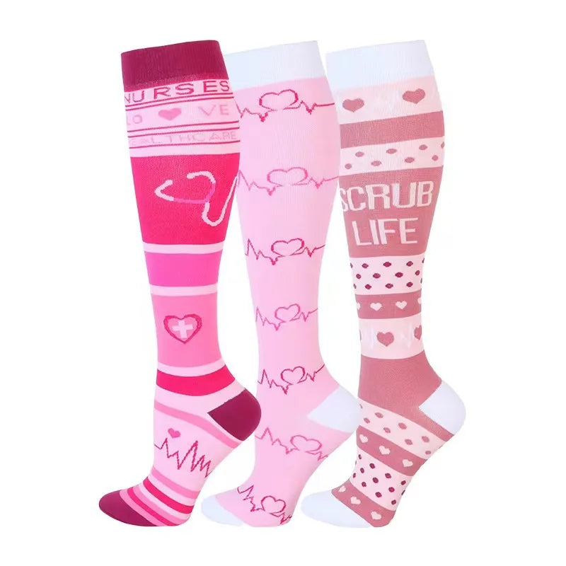 58 Styles 3 Pairs/Pack Compression Socks Knee High 30MmHg  Women Men Sports Socks Edema Diabetes Varicose Veins Running Socks Quick Pick Grocers