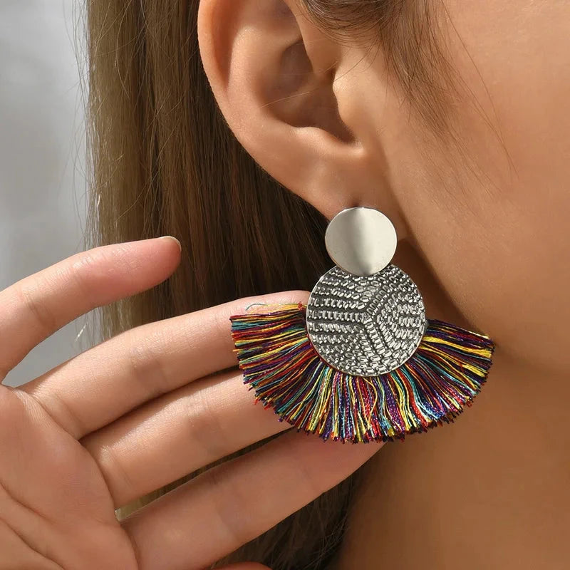 Fashion Bohemian Big Tassel Dangle White Fringe Female Earrings Drop Earrings for Women Statement Wedding Jewelry Econic Blanks