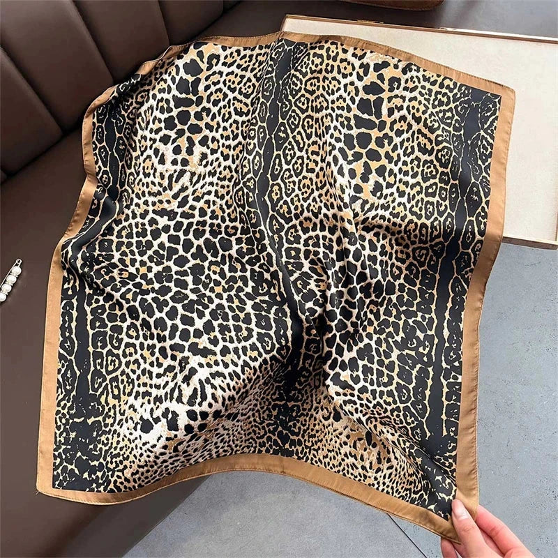 Luxury Print Satin Silk Square Scarf for Women Shawl Hijab Neckerchief Female Hair Ribbon Headband Fashion Wrap Bandana 2023 New Econic Blanks