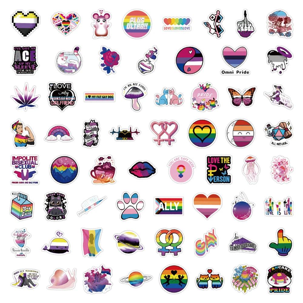 10/30/50/126PCS Nonbinary Pansexual Transgender Bisexual Asexual Pride LGBT Stickers DIY Bike Skateboard Fridge Funny Sticker Quick Pick Grocers