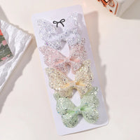 4Pcs/set Candy Colored Hair Clip Set for Girls Double Layered Bow Cute Bangs Hair Pin Cotton Safe Children's Hair Accessories Purest Peak
