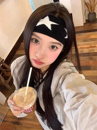 1/2Pcs Black White Star Headbands for Women Girls Yoga Workout No Slip Soft Hair Accessories Head Wraps Fashion Hairbands Quick Pick Grocers