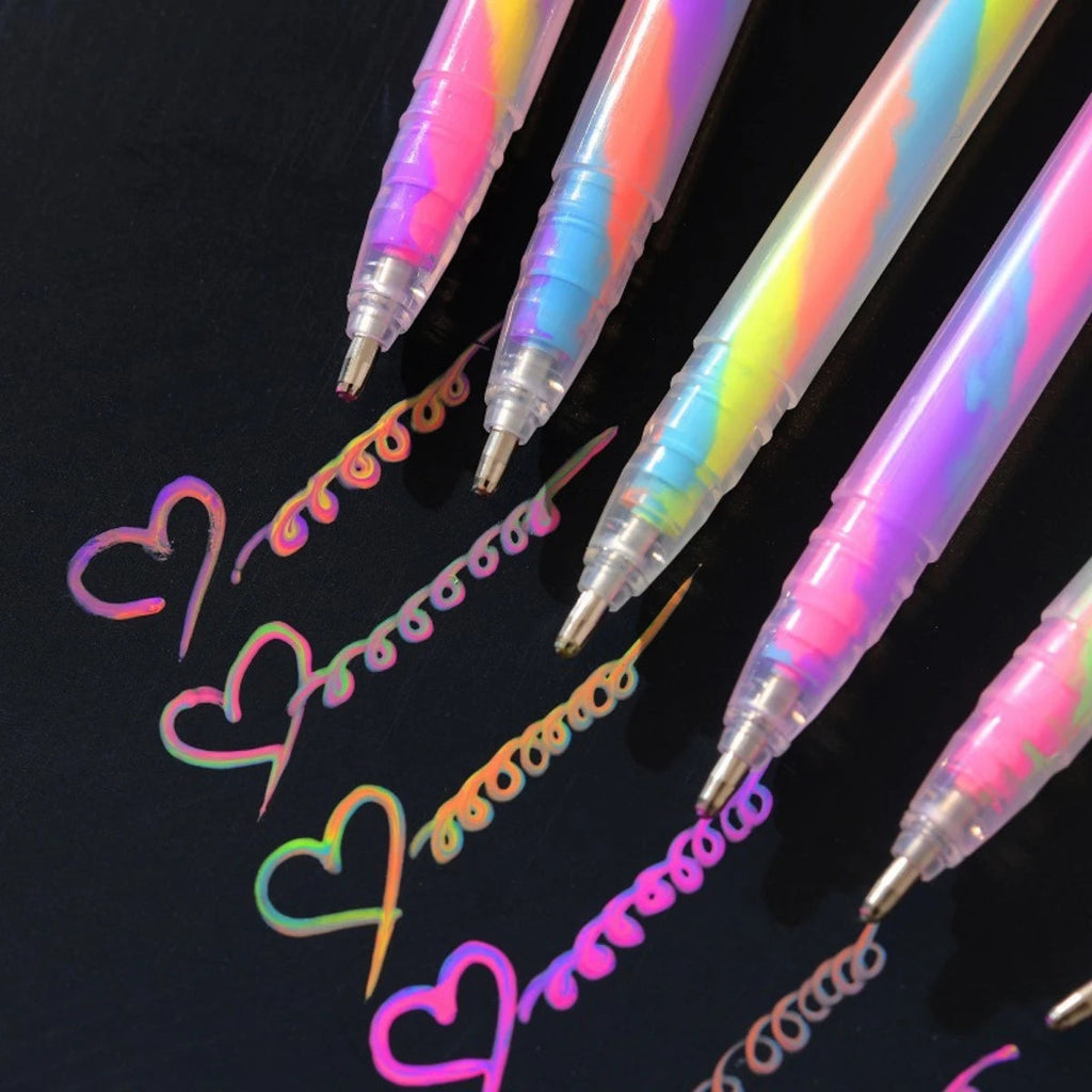 6pcs Glitter Gel Highlighter Pens Set - 1.2mm Vibrant Colors, Smooth Writing, Perfect for Journals, DIY Crafts, Greeting Cards, Quick Pick Grocers