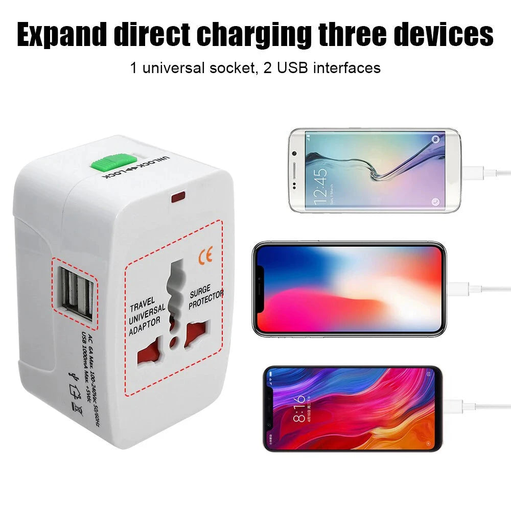 Protable AU US UK EU Converter All in One International Plug Adapter 2 USB Type C Ports World Travel AC Power Charger Adapter Econic Blanks