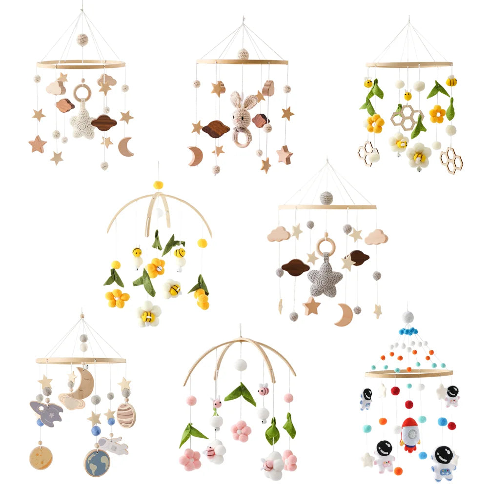 Mobile Wooden Bell Baby Toys 0-12 Months Rattle Toys Bed Newborn Crib mobile With Music Box Bed Bell Hanging Toys Crib Bracket Purest Peak